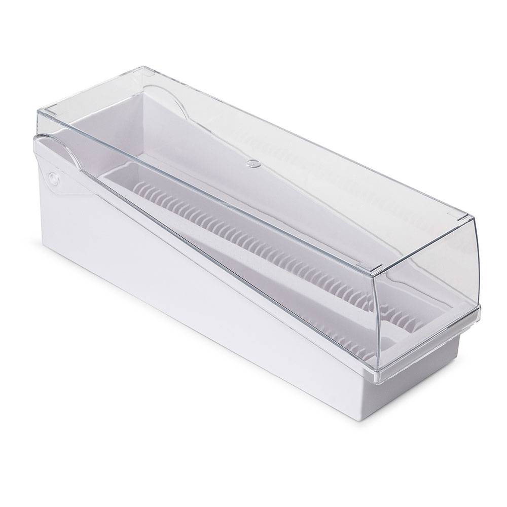 Globe Scientific Slide Storage Box with Hinged Lid and Removable Draining Tray, 100-Place for up to 200 Slides, ABS, Green, 6/Unit Microscope Slide Storage; Slide; Storage Box; Microscope Slide; Slide Draining Tray; Slidefile; ;